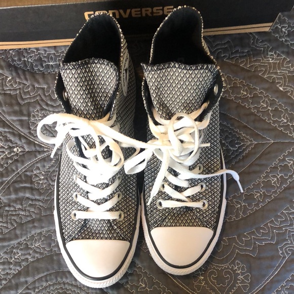 Converse White/Black/White High Top Sneakers - Picture 3 of 9